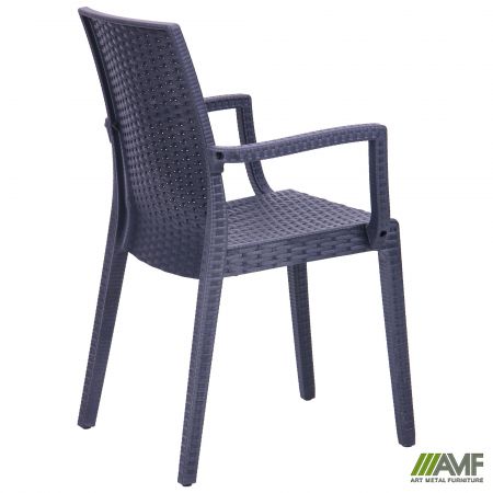 Фото 5 - Стул с подлок. Dafne пластик под ротанг антрацит