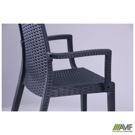 Фото 7 - Стул с подлок. Dafne пластик под ротанг антрацит