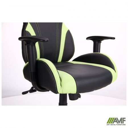 Фото 9 - Кресло VR Racer Zeus черный, PU черный/зеленый