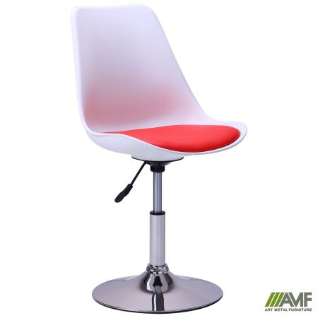 Фото 1 - Барный стул Aster chrome белый+красный 