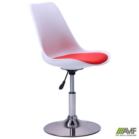 Фото 2 - Барный стул Aster chrome белый+красный 