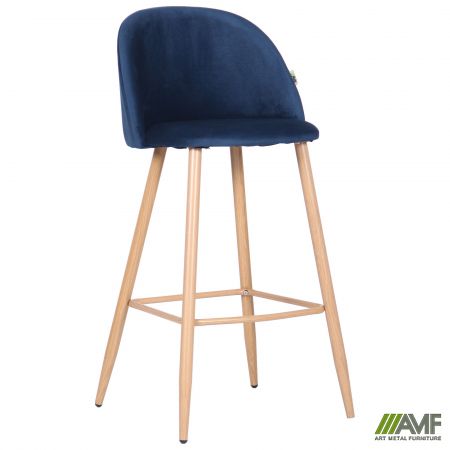 Фото 1 - Барный стул Bellini бук/blue velvet 