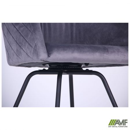 Фото 14 - Кресло поворотное Sacramento черный/велюр серый 