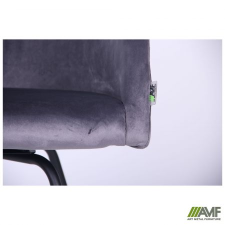 Фото 9 - Кресло поворотное Sacramento черный/велюр серый 