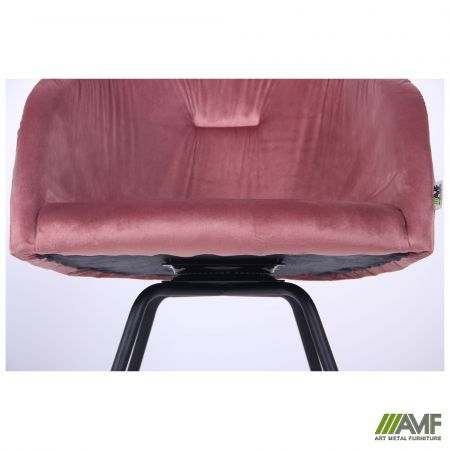 Фото 12 - Крісло поворотне Sacramento чорний / велюр рожевий антик 