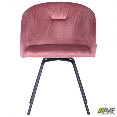 Фото 3 - Кресло поворотное Sacramento черный/велюр розовый антик 