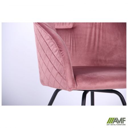Фото 9 - Крісло поворотне Sacramento чорний / велюр рожевий антик 