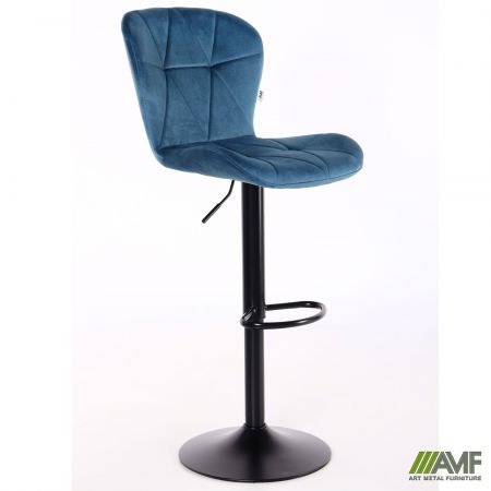 Фото 1 - Барний стілець Vensan Velvet Blue / Black 