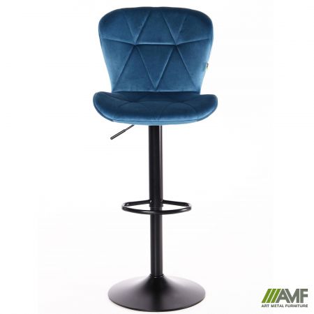 Фото 2 - Барний стілець Vensan Velvet Blue / Black 