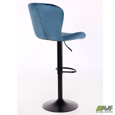 Фото 4 - Барний стілець Vensan Velvet Blue / Black 