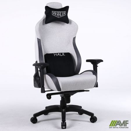 Фото 1 - Крісло геймерське VR Racer Textile Halk сірий/чорний 