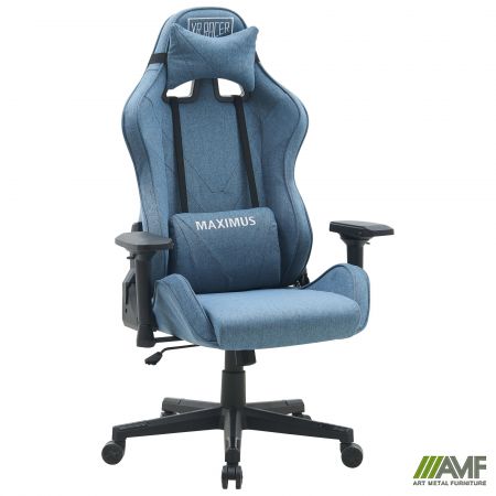 Фото 1 - Крісло VR Racer Textile Maximus тканина синя/чорний 