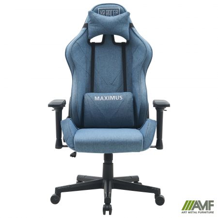 Фото 2 - Крісло VR Racer Textile Maximus тканина синя/чорний 