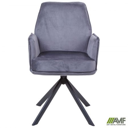 Фото 2 - Крісло поворотне Leonor вельвет темно-сірий 