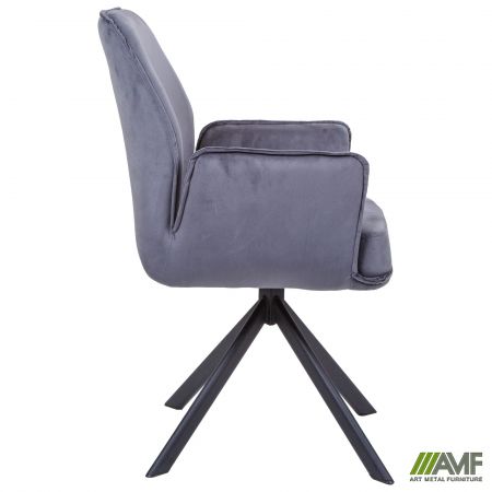 Фото 3 - Крісло поворотне Leonor вельвет темно-сірий 