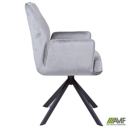 Фото 2 - Крісло поворотне Leonor вельвет світло-сірий 