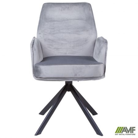 Фото 3 - Крісло поворотне Leonor вельвет світло-сірий 