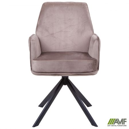 Фото 3 - Кресло поворотное Leonor вельвет светло-коричневый 