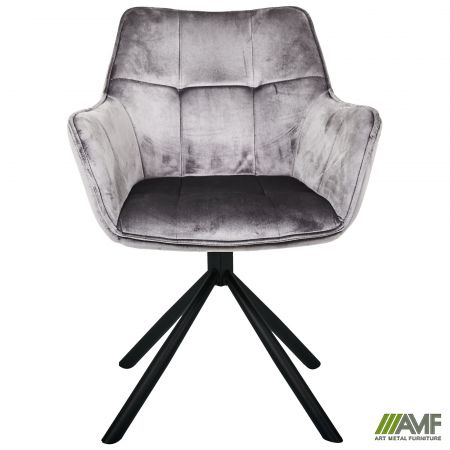 Фото 4 - Крісло поворотне Jasmin вельвет теплий сірий 