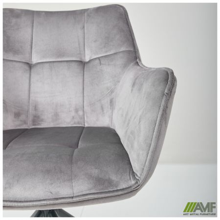 Фото 6 - Крісло поворотне Jasmin вельвет теплий сірий 