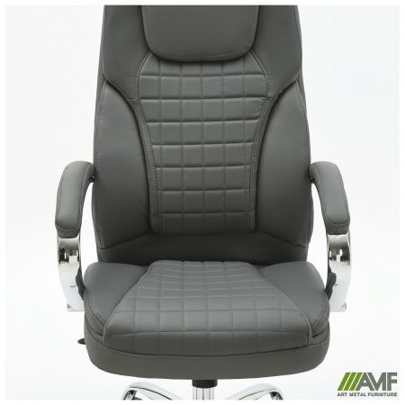 Фото 7 - Кресло руководителя Lester кожзам серый 