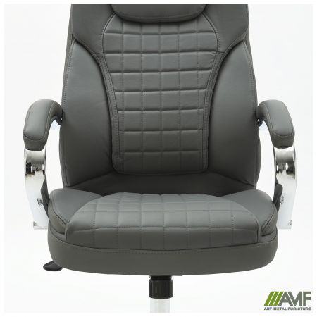 Фото 8 - Кресло руководителя Lester кожзам серый 