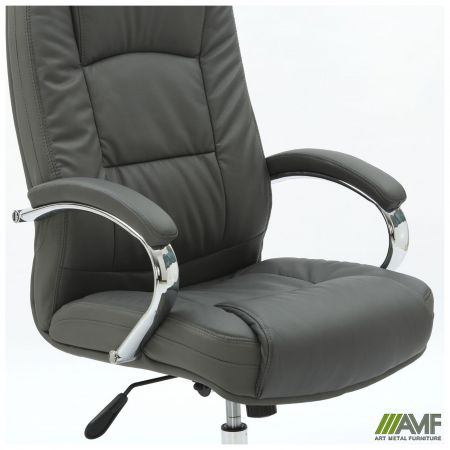 Фото 7 - Кресло Marselle-Ch хром НВ, механизм Anyfix, кожзам серый 