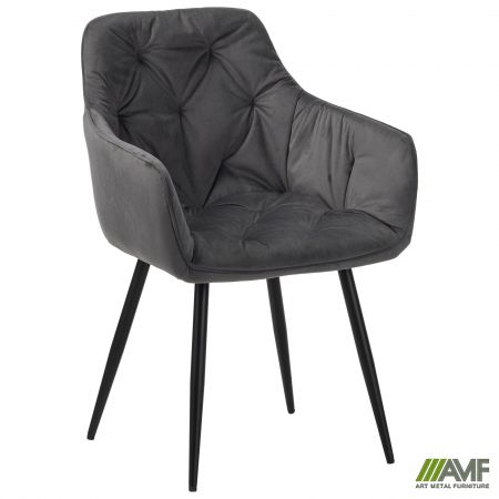 Фото 1 - Кресло Liana черный/вельвет темно-серый 