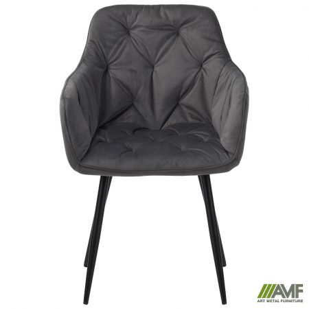 Фото 2 - Кресло Liana черный/вельвет темно-серый 