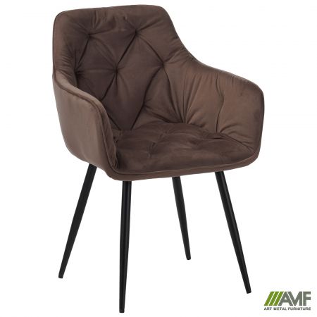 Фото 1 - Кресло Liana черный/вельвет коричневый 