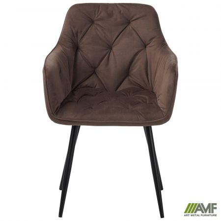 Фото 2 - Кресло Liana черный/вельвет коричневый 