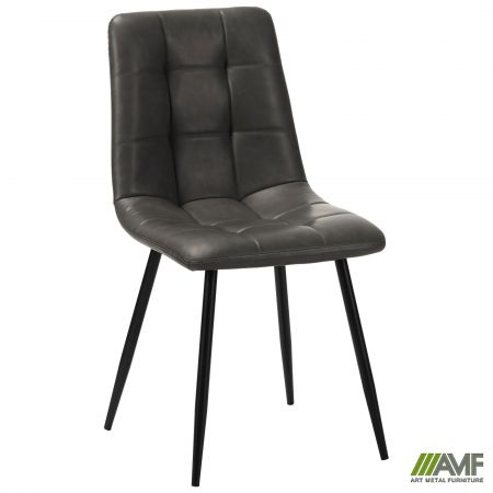 Фото 1 - Стілець обідній Kansas-D чорний/шкірозамінник темно-сірий 