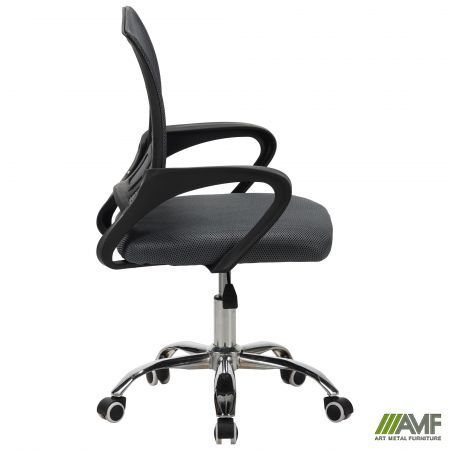 Фото 2 - Кресло Web Home хром, ткань черная/сетка серая 