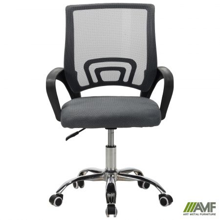 Фото 3 - Кресло Web Home хром, ткань черная/сетка серая 
