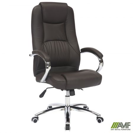 Фото 1 - Крісло Mustang-Ch хром НВ, механізм Anyfix, шкірозамінник сірий 