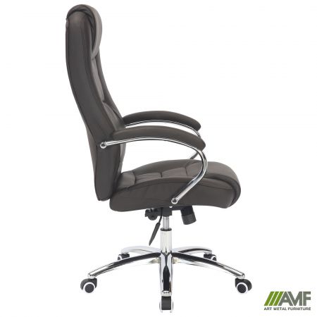 Фото 3 - Крісло Mustang-Ch хром НВ, механізм Anyfix, шкірозамінник сірий 