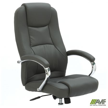 Фото 6 - Кресло Mustang-Ch хром НВ, механизм Anyfix, кожзам серый 