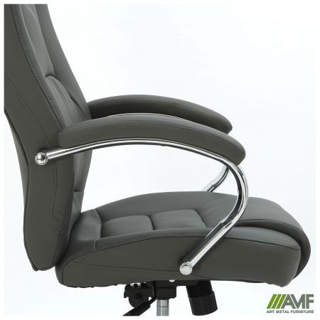 Фото 10 - Кресло Mustang-Ch хром НВ, механизм Anyfix, кожзам серый 