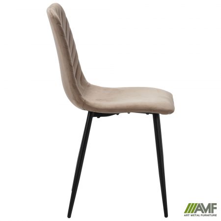 Фото 2 - Стул обеденный Loki черный/velvet темный- камел 