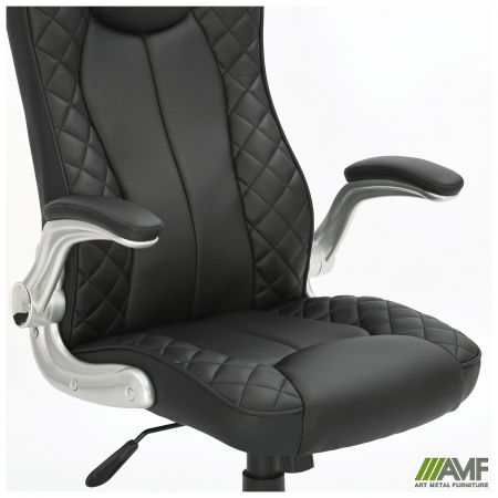 Фото 8 - Крісло керівника Parker шкірозамінник чорний 