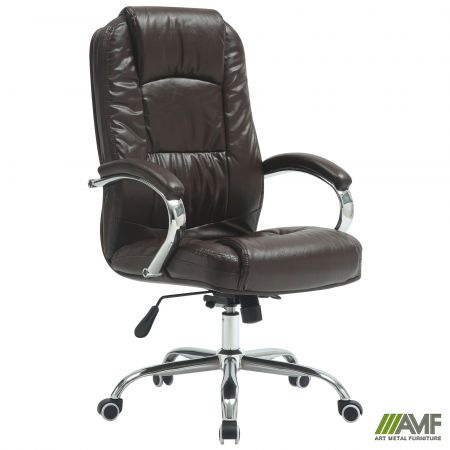 Фото 1 - Крісло Marselle-Ch-X хром НВ, механізм Anyfix, шкірозамінник чорний 