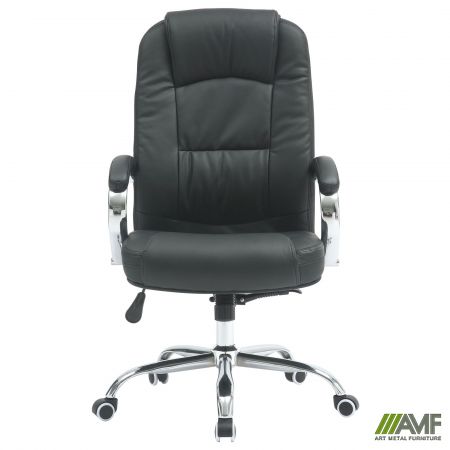 Фото 2 - Кресло Marselle-Ch-X хром НВ, механизм Anyfix, кожзам черный 
