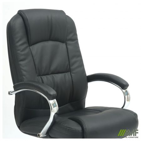 Фото 5 - Кресло Marselle-Ch-X хром НВ, механизм Anyfix, кожзам черный 