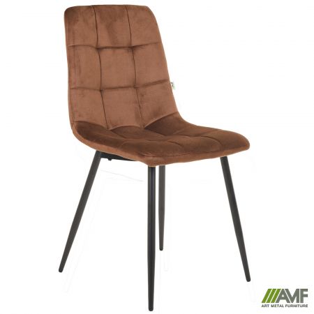 Фото 1 - Стілець Cherry чорний/вельвет сіро-синій 