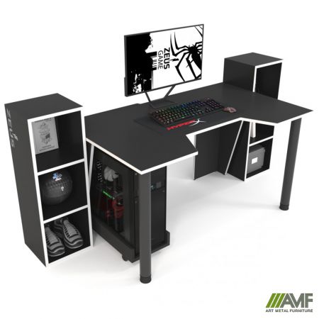 Фото 1 - Геймерский стол ZEUS-Game GAMER-5, корпус: чёрный; кромка:белый 
