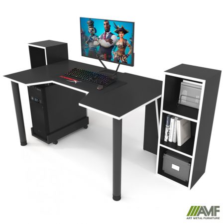 Фото 2 - Геймерский стол ZEUS-Game GAMER-5, корпус: чёрный; кромка:белый 