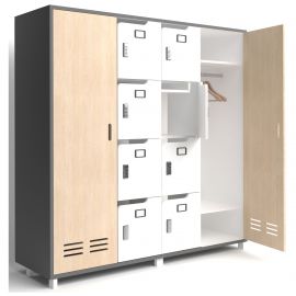 Шафа LOCKER (1850х550х1827) Антрацит / Фанера / Білий супермат / Опора Сигма чорний графiт Шафа LOCKER (1850х550х1827) Антрацит / Фанера / Білий супермат / Опора Сигма чорний графiт