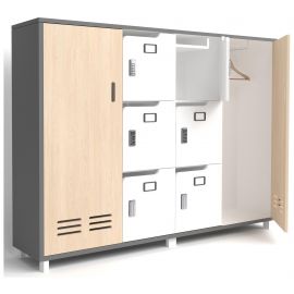 Шафа LOCKER (1850х420х1400) Антрацит / Фанера / Білий супермат / Опора Сигма чорний графiт Шафа LOCKER (1850х420х1400) Антрацит / Фанера / Білий супермат / Опора Сигма чорний графiт