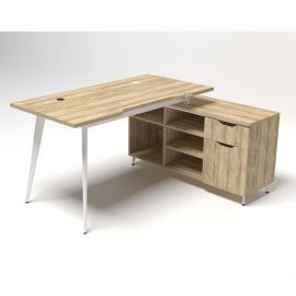 Рабочее место Delta DL-113R (1590х1200х750мм) Блэквуд Ячменный/Каркас белый/Опора белый беж 