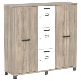 Шкаф Locker SIG-606 (1450х420х1400мм) Черный графит/Вяз Либерти Дымчатый/Белый 